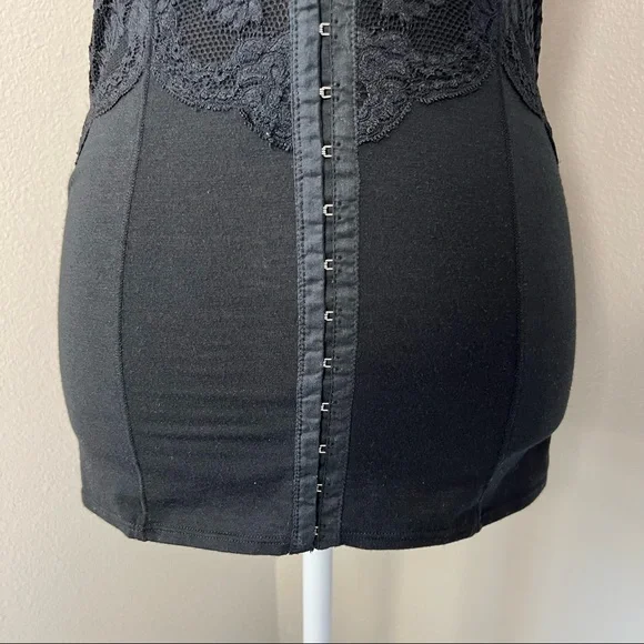 SOLD Free People Women’s Body Shaper Corset Style Black Lace Tank Top - Picture 9 of 16